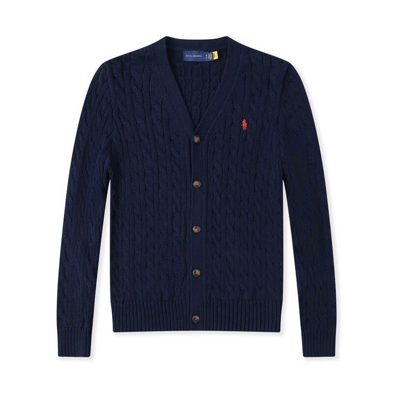 Winter New Style Pony Logo Paul Men's Sweater Twist Button Cardigan Business Pure Cotton Knitwear Sweater for Men