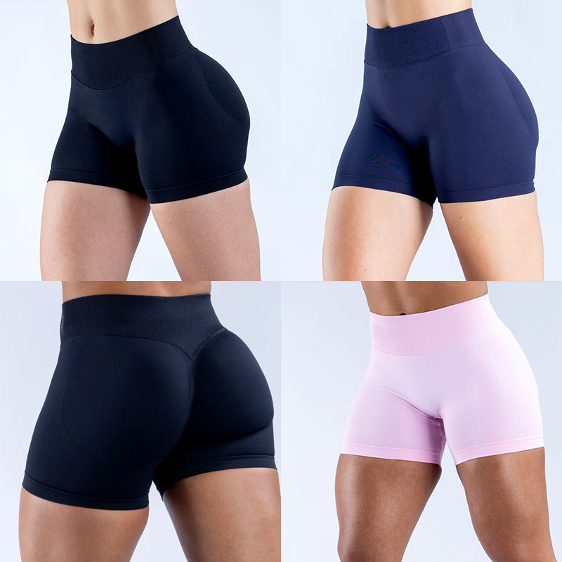 2026Dfyne Affordable European and American Style Seamless High-Waisted Yoga Shorts Peach Butt Lifting Fitness Pants