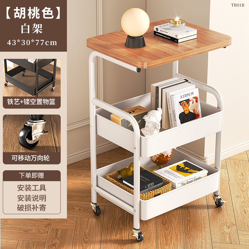 Estante de almacenamiento multicapa de acero al carbono snack estante de almacenamiento de libros sala de estar cocina con tablero de mesa estante de almacenamiento de carrito pequeño