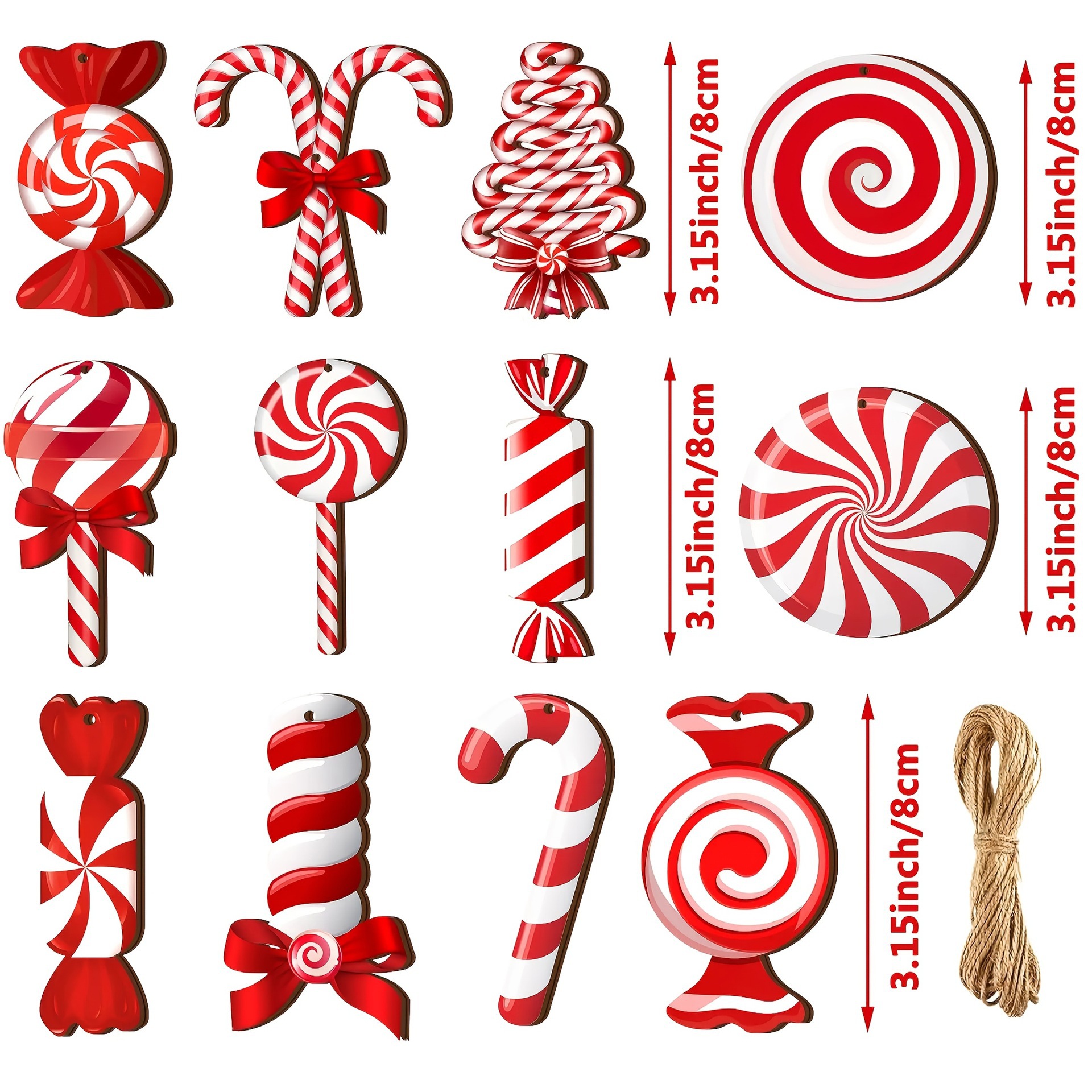 12-teiliges Weihnachtsdekorations-Set aus Holz, Geschenkanhänger, Weihnachtsbaum-, Kamin- und Fensteranhänger, Weihnachtsparty-Zubehör – Detail 6