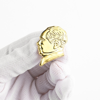 大号毛主席侧面立体头像胸章精品伟人像章蝴蝶扣式纪念章|ru