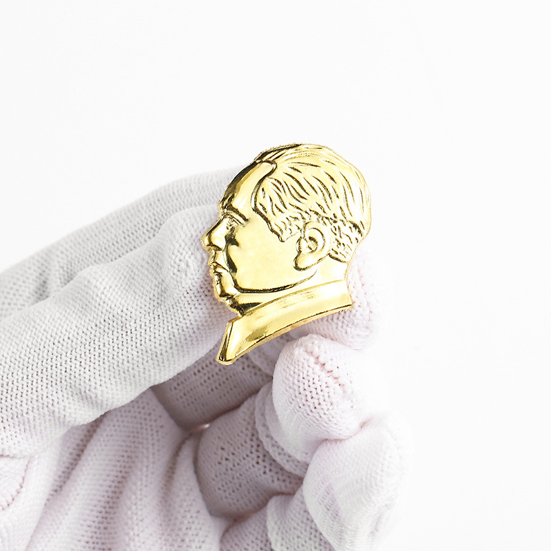 大号毛主席侧面立体头像胸章精品伟人像章蝴蝶扣式纪念章|ru