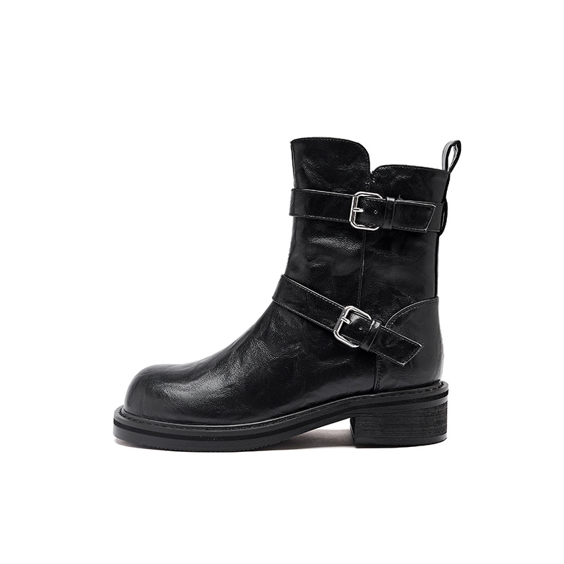 Augusto Lion Martin botas para mujeres 2025, nuevo otoño tacones gruesos con suela gruesa negra mirad botas de primavera y otoño retrógradas