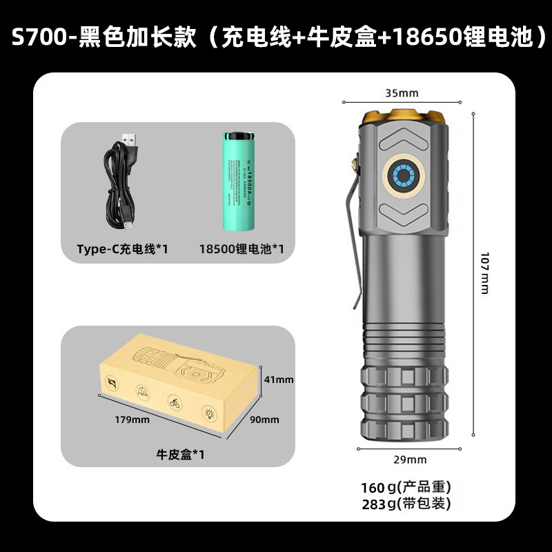 新型三眼アルミ懐中電灯強光携帯緊急安全ハンマー多機能帽子クリップランプ充電小懐中電灯|undefined