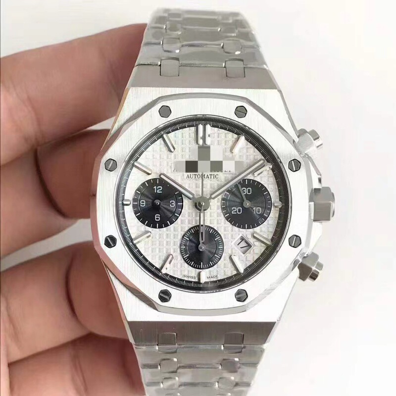 Ap Royal Oak White Panda 263317750 Chronograph Six-Hand 316 Mechanical Watch Steel Band Men's Watch Dropshipping