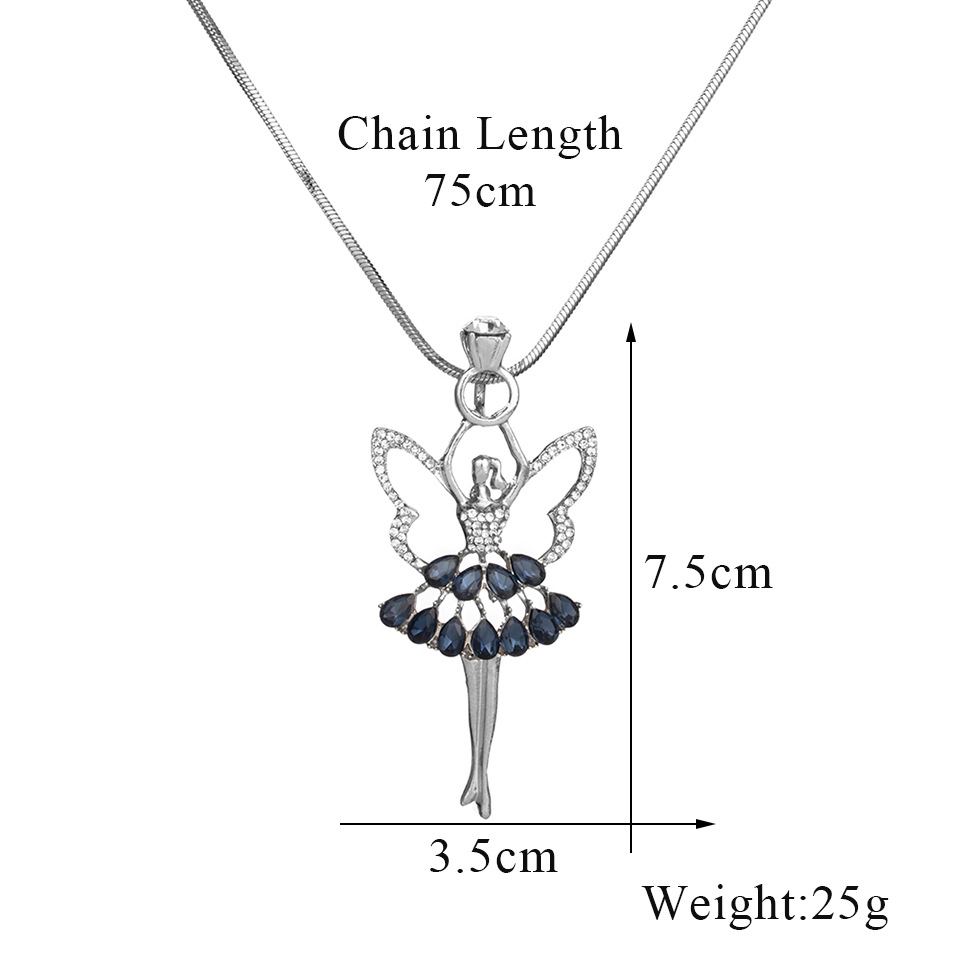 fashion simple dancing ballet pendant diamond necklace