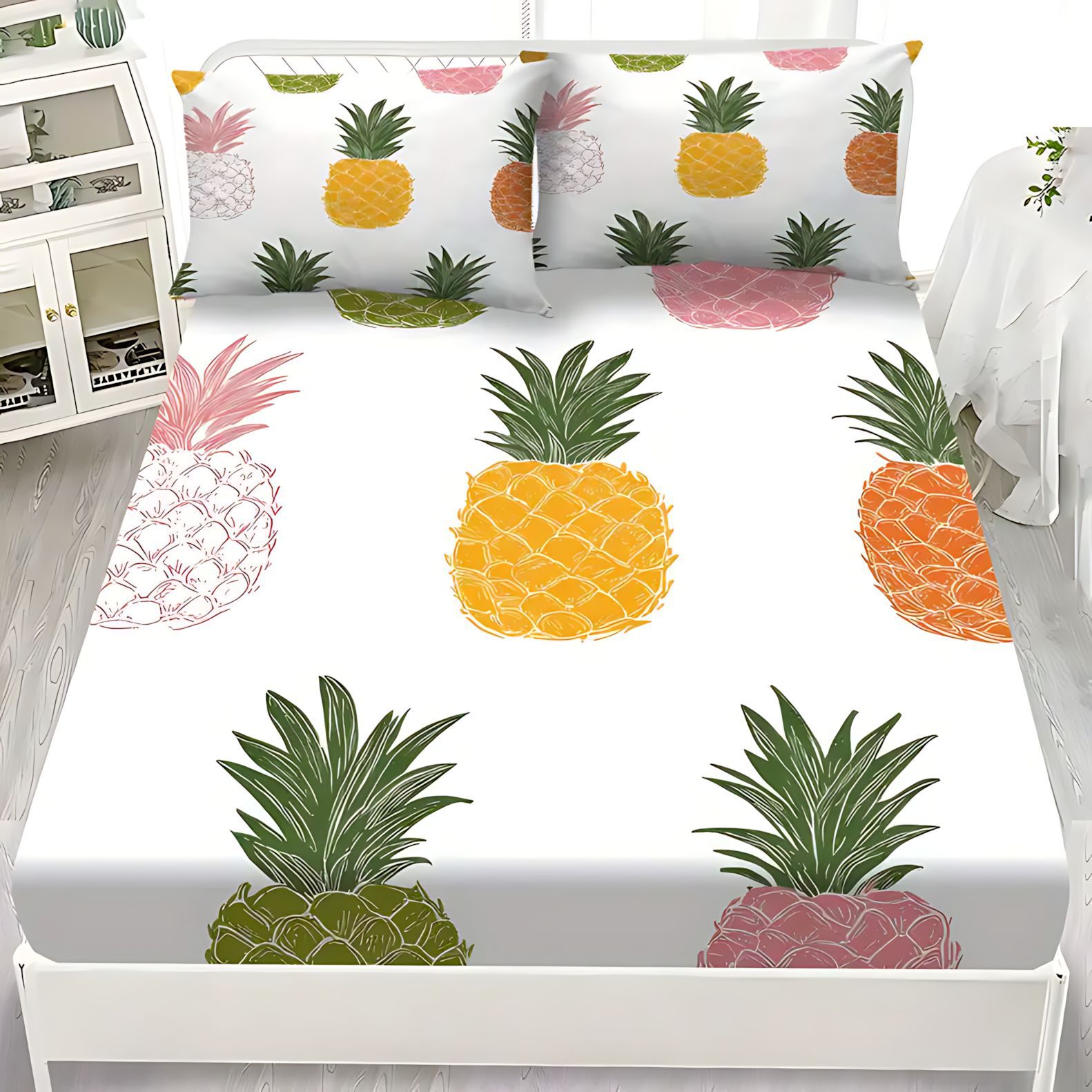 TEMU / JIT serie de frutas de fresa de sandía impresa digital 3D cama gaza pillow cover set textiles domésticos transfronterizos
