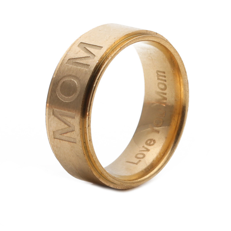 Vente En Gros Bague En Acier Inoxydable Lettre Mom display picture 3