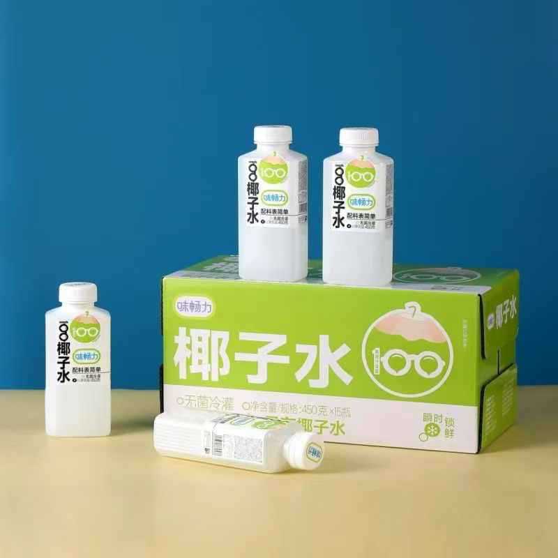 味畅力100椰子水新鲜椰子汁瓶装冷灌装无450ml天然果汁饮品|undefined
