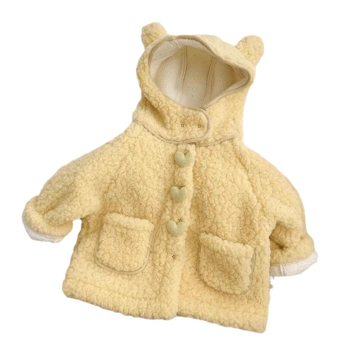 Capa de niñas invierno nuevo terciero grueso 2025 nuevo estilo extranjero con capuchón suéter chaqueta de cordero chaqueta de cachemire