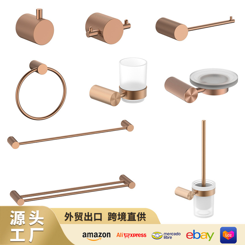 Customized Stainless Steel Brushed Rose Gold Towel Rack Bathroom Towel Hanger Hook Rod Storage Paper Towel Holder