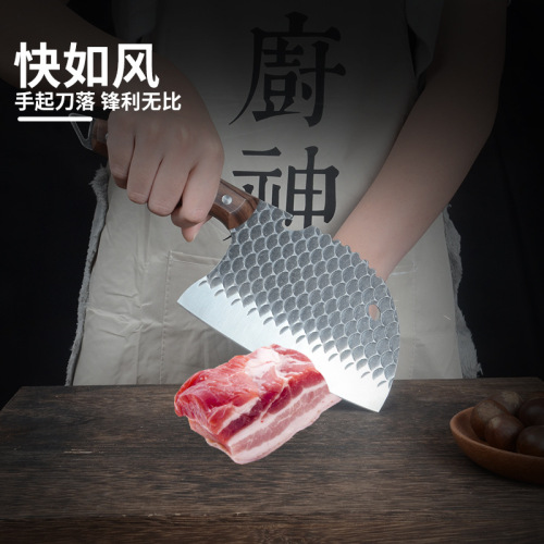 Yangjiang Kitchen Knife Dou Kuai Live Broadcasting Round Head Chopping Knife Household Hand-forged Vegetable Slicing Meat Chopping Knife