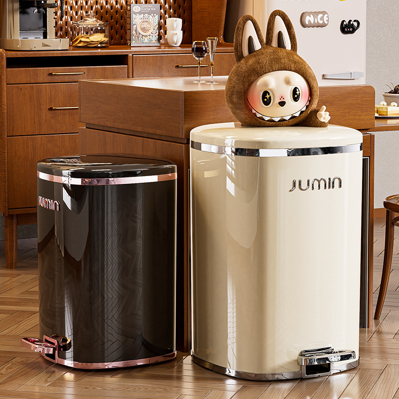 Light Luxury High-End Trash Can for Bedroom, Bathroom, Kitchen, Toilet, Office with Lid, Press Pedal Trash Storage Bin