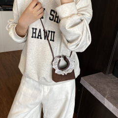 潮流甜美单肩包包女2025秋季时尚蕾丝花边时髦手提斜挎小包口红包