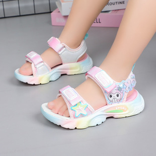 Girls Sandals 2025 Summer New Kids Sports Fashion Cute Cool Loomi Soft Sole Beach Shoes for Students