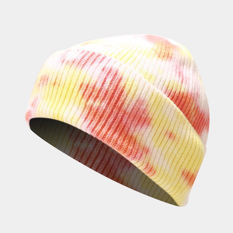 New Tie Dyed Knitted Glove Scarf Women's Autumn and Winter Outdoor Cold Protection Hat Three piece Set for Men_voghion.com