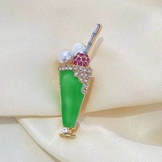 欧美新款冰激淋胸针女百搭气质镶钻应季别针女士胸花现货批发