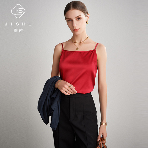 Silk camisole women's 2024 spring and summer mulberry silk niche satin inner wear solid color slim sexy top