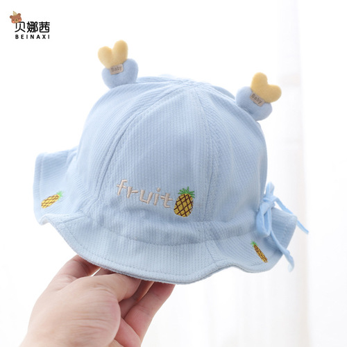 Baby Hat Spring and Autumn Thin Cute Fisherman Hat Baby Hat Newborn Infant Sunshade Sun Protection Bucket Hat