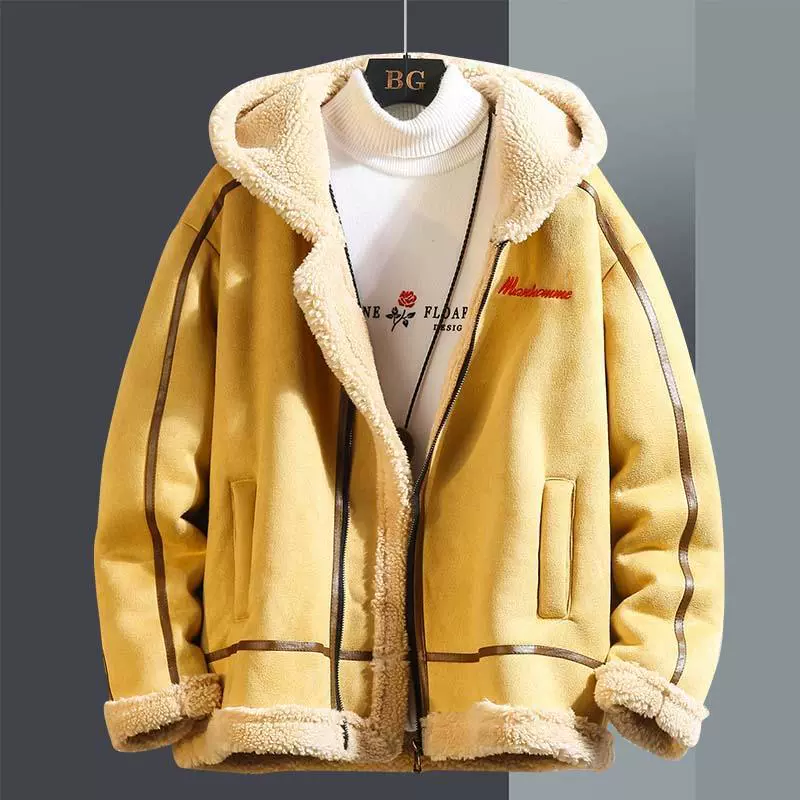 Fleece velvet demi-season down jacket