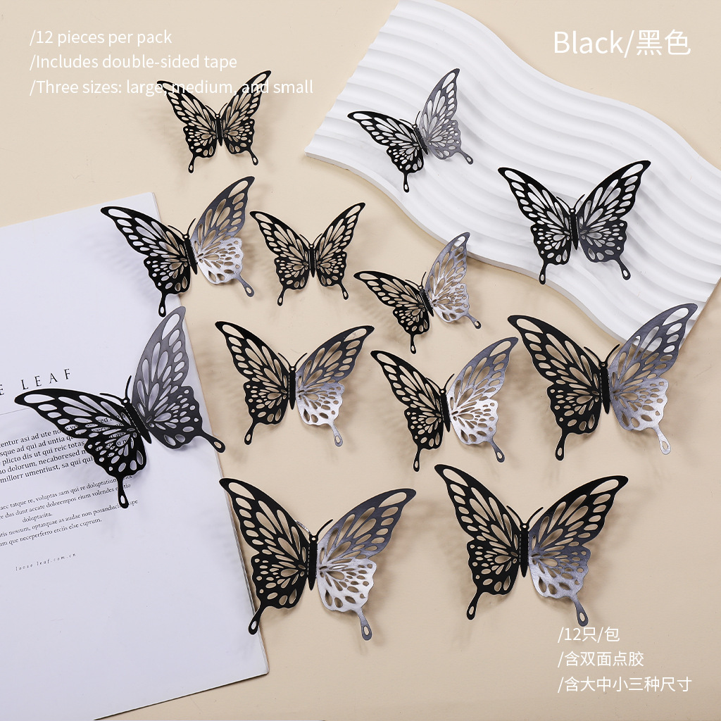 Nuevo hueco mariposa autoadhesivo pared fiestas de boda decoración de flores simples de alto nivel pegatinas creativas