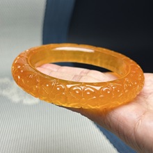 批发翡翠巴山翠手镯黄晶体砂手链本命年情侣手镯礼品直播货