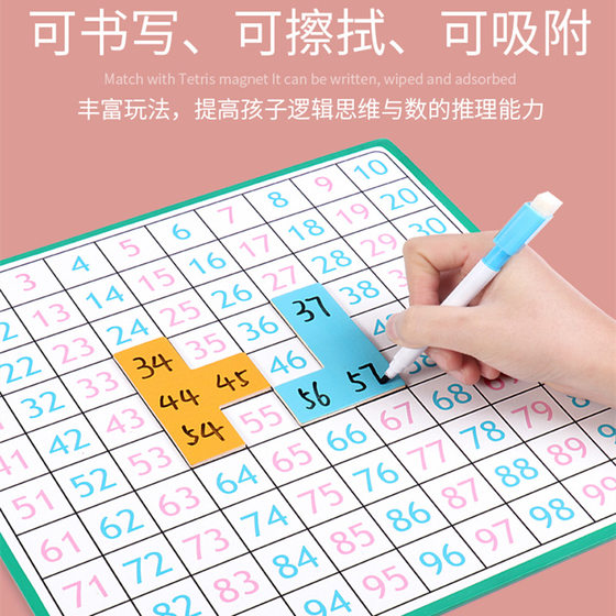 Montessori magnetic hundreds board 1 to 100 children's math addition and subtraction teaching aids kindergarten early education toys Montessori