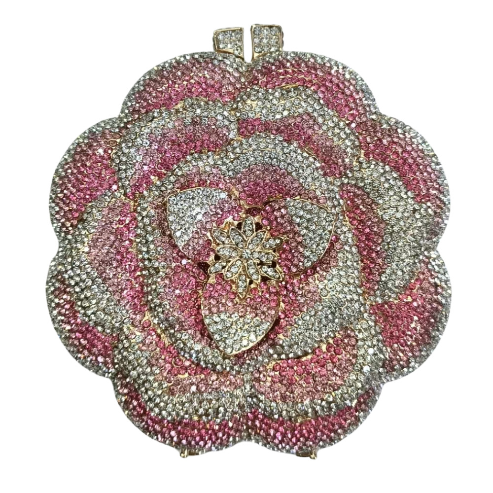 Bolsa de mano de flores de diamantes hecha a mano bolsa de cena de boda europea y americana flor tridimensional bolsa de mano de diamantes