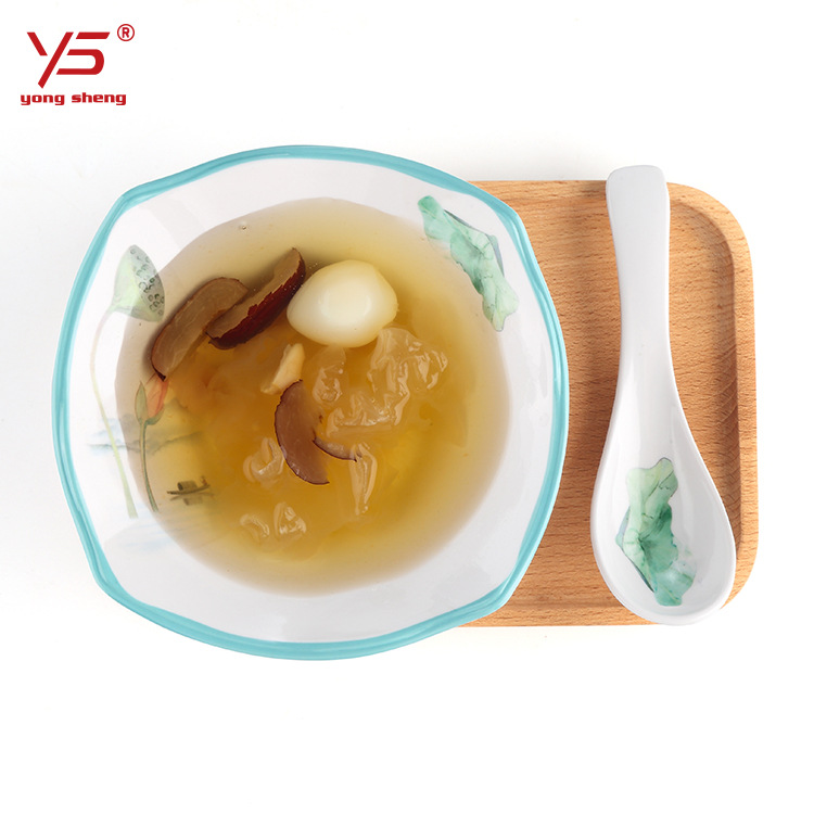 Yongsheng cuchara de gancho de melamina cuchara de mango largo de plástico cuchara de porcelana de imitación ramen cuchara de sopa cuchara más