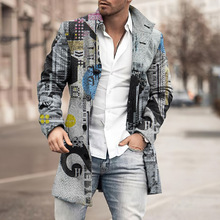 2024秋季外贸新品男士风衣 3D数码印花 时尚简约百搭男款上衣