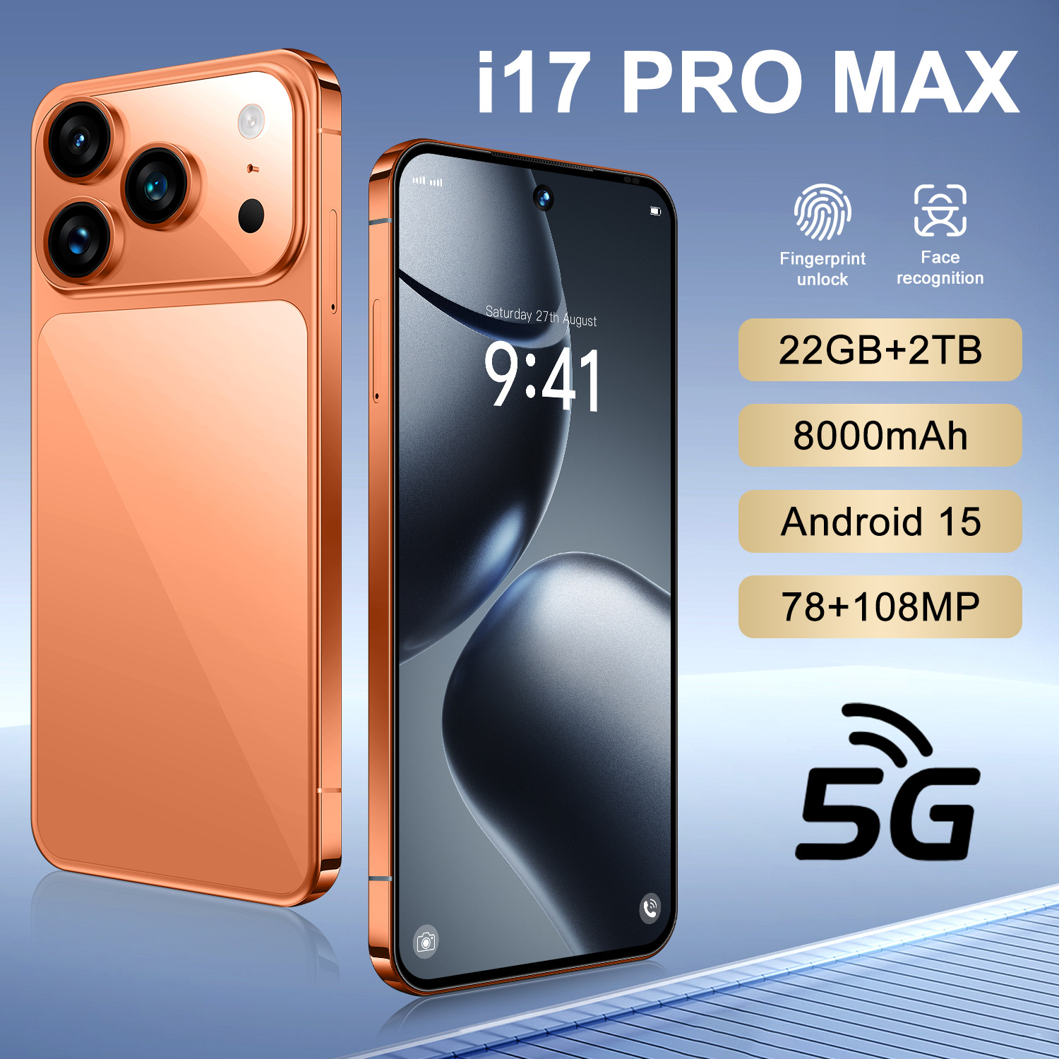 Hot-Selling Smartphone I17 Promax 4g Network 22+2Tb Ram Android Overseas Cross-Border Exclusive