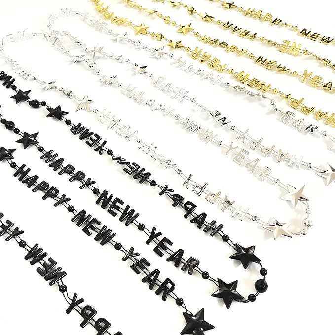 HAPPY NEW YEAR HAPPY NEW YEAR black gold necklace necklace NEW YEAR Carnival party holiday decoration supplies