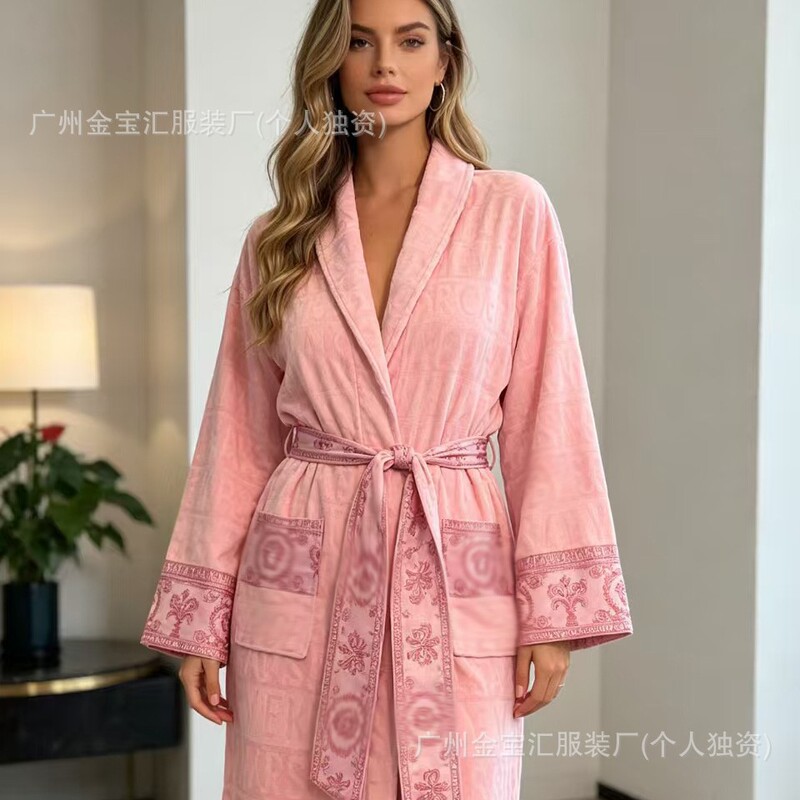 Long, Quick-Drying, Water-Absorbent Pure Cotton Bathrobe, Exclusively for Cross-Border Sales, Made from Towel Material, Suitable for Couples and All Seasons Long, Quick-Drying, Water-Absorbent Pure Cotton Bathrobe, Exclusively for Cross-Border Sales, Made from Towel Material, Suitable for Couples and All Seasons