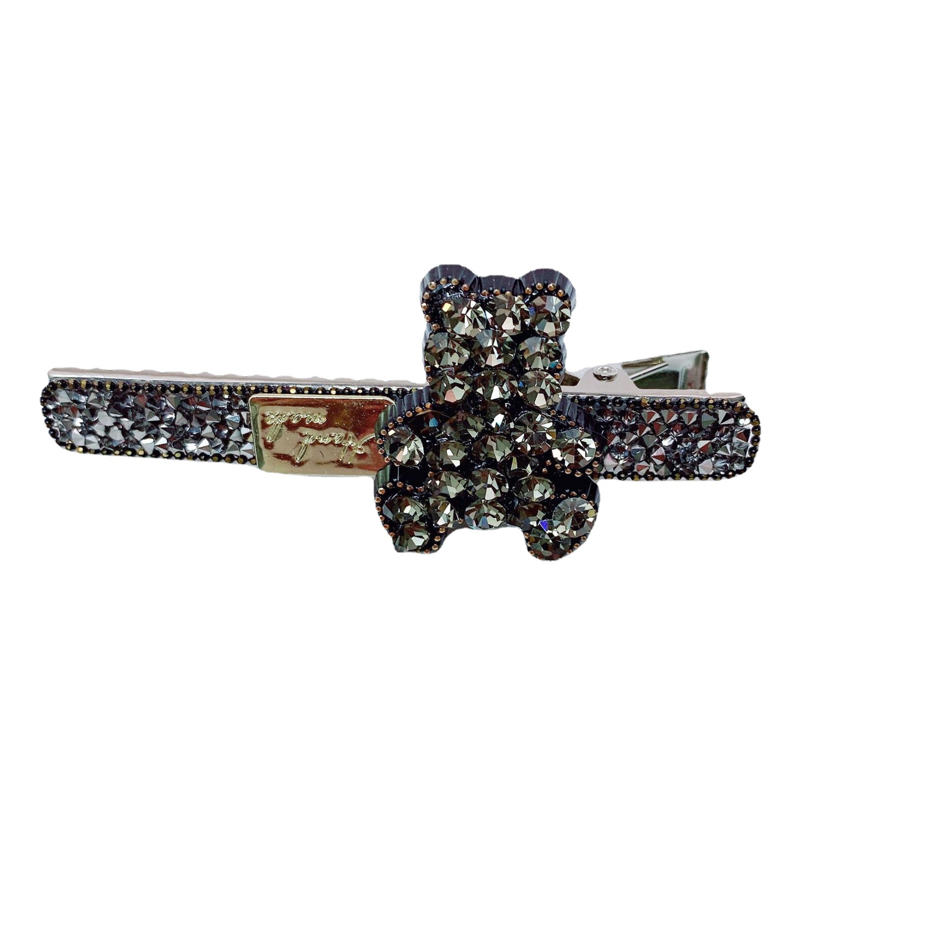 秋冬新款韩版捷克水钻边夹发夹女式 跨境小熊鸭嘴夹货源厂家批发