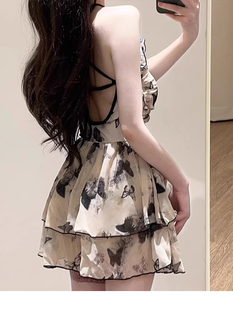 New Women's Retro Conservative Swimsuit Covers Tummy Slimming One Piece Backless Beach Skirt Style Flat Shoulder For Hot Springs_ecoleips.com