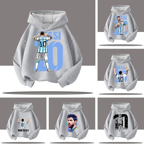 Football star Messi children's hooded sweatshirt boys sportswear cartoon print pullover factory direct sales