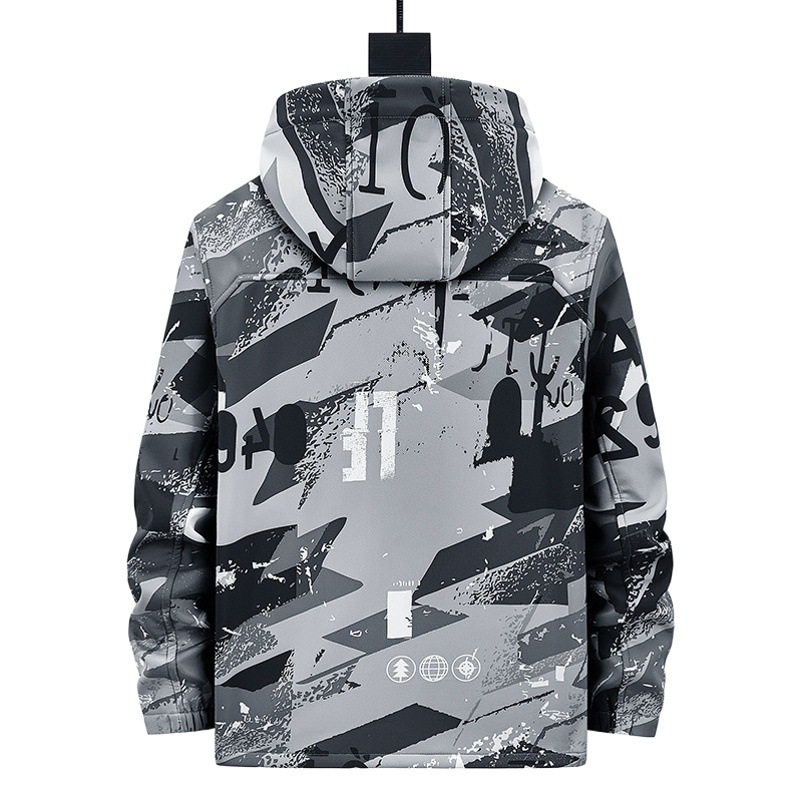 Otoño pareja al aire libre chaqueta con capucha casual color a juego versátil moda suelta más tamaño ropa casual