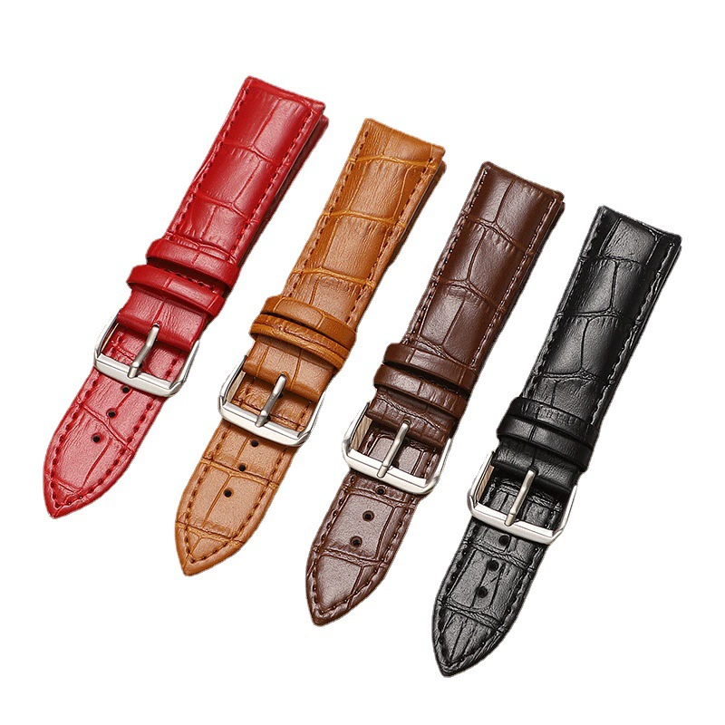 Watch Strap (Huawei Samsung Apple) genuine leather, crocodile & bamboo print, 12–24 mm widths
