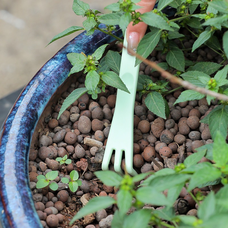 Rastrillo multifuncional especial de bonsai de doble cabeza para desherbación de suelo suelto herramienta de jardinería para plantación de maceta doméstica