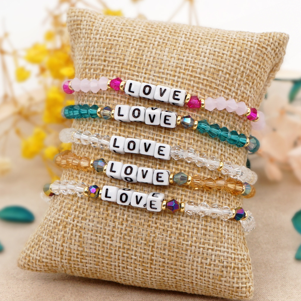 Bohemia Style Letter Diamond Shape Crystal Small Bracelet Wholesale display picture 1