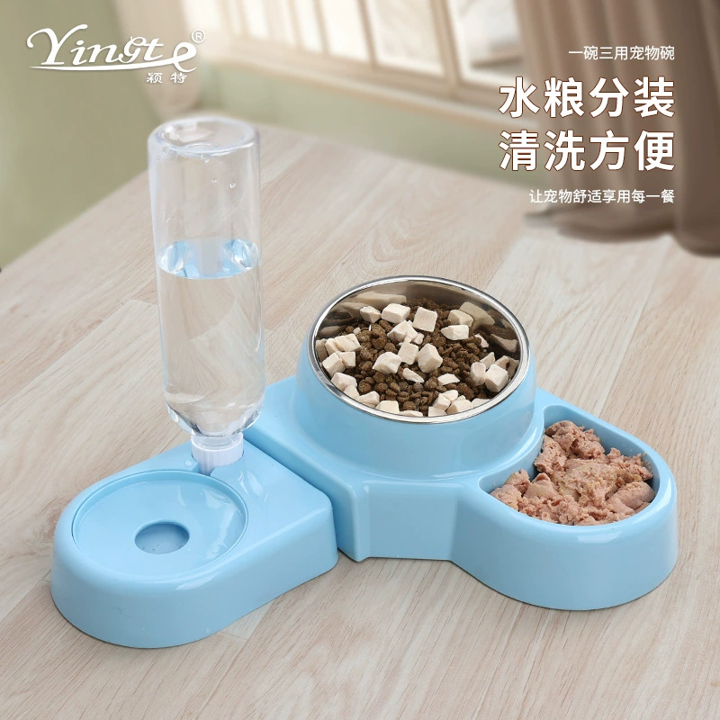 Кошка Миска Автоматическая Питьевая Вода Кошка Еда Миска Кошка Собака Миска Домашнее Животное Двойная Чаша Кошка Горшок Два-в-одном Кормление Горшок