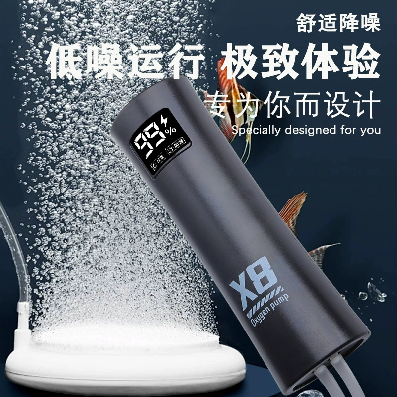 Кислородный насос для рыбалки на открытом воздухе для домашнего рыбоводства, ночной рыбалки, дикой рыбалки, ларей с водными продуктами, портативной зарядки и подключения, бесшумный и стабильный.