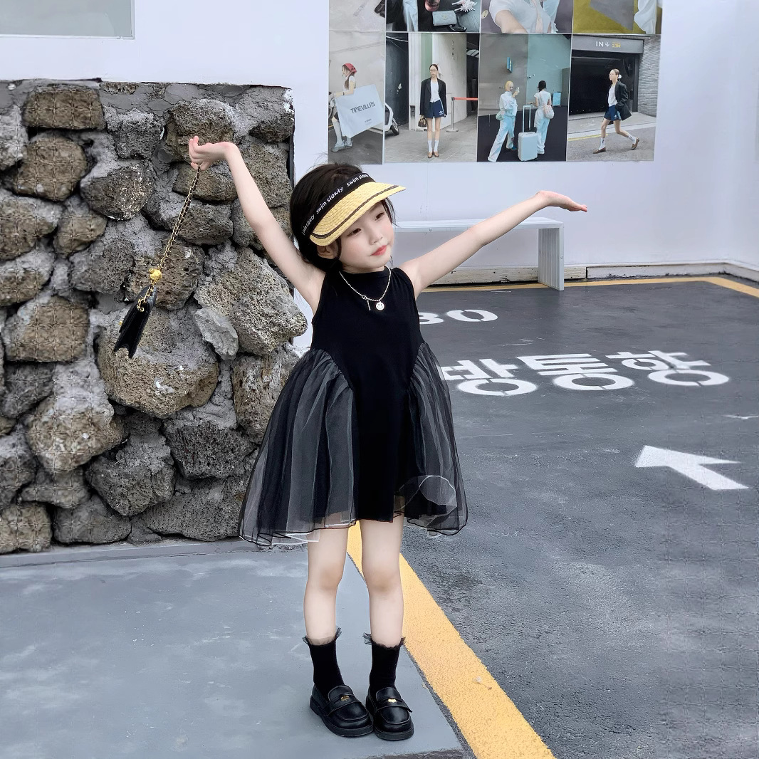 Girls' dress 2025 Summer New Children's Stylist Puffy Dress High-end Sense Baby Girl Princess Dress