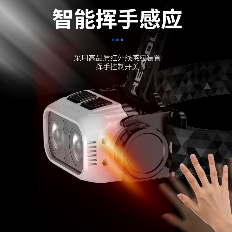 Nuevo faro multifuncional transfronterizo, luz de pesca nocturna de inducción de agitación, luz de emergencia a prueba de agua de larga duración, luz de carrera nocturna