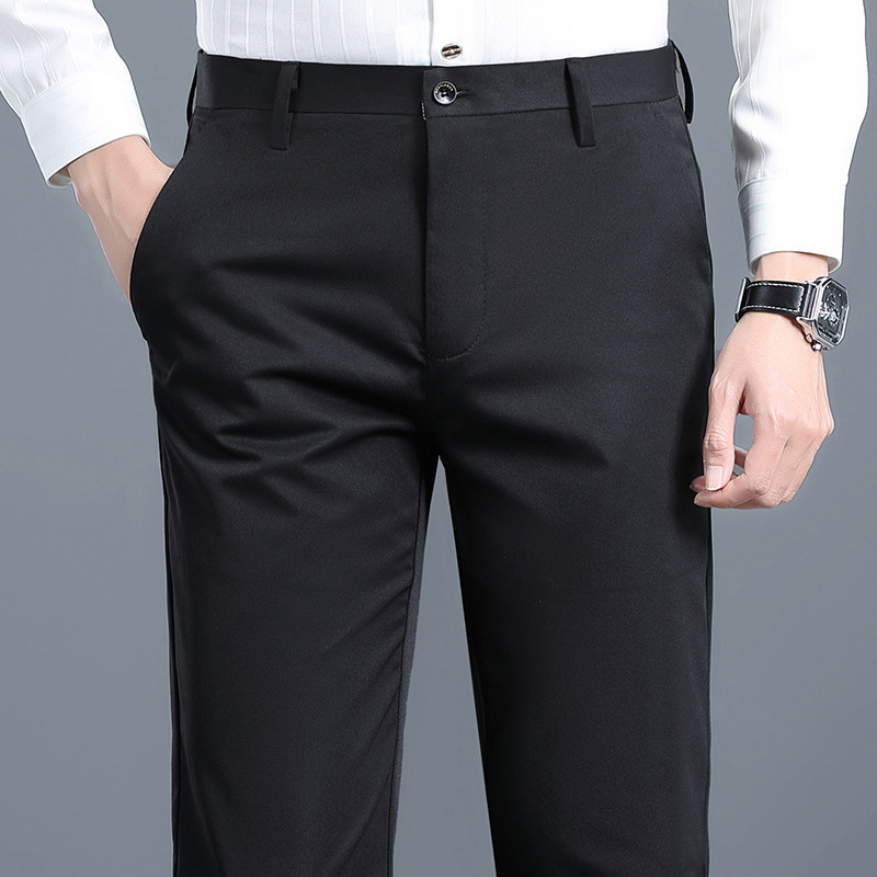 Pantalones para hombres, ropa formal recta sin planchar de negocios de primavera, pantalones casuales delgados de mediana edad, pantalones de trabajo de viaje profesional image 9