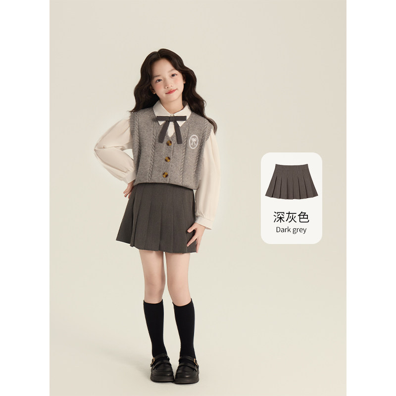 Verano nuevo color sólido niña JK falda de niño vestido de corte universal estilo básico de verano simple japonés falda corta