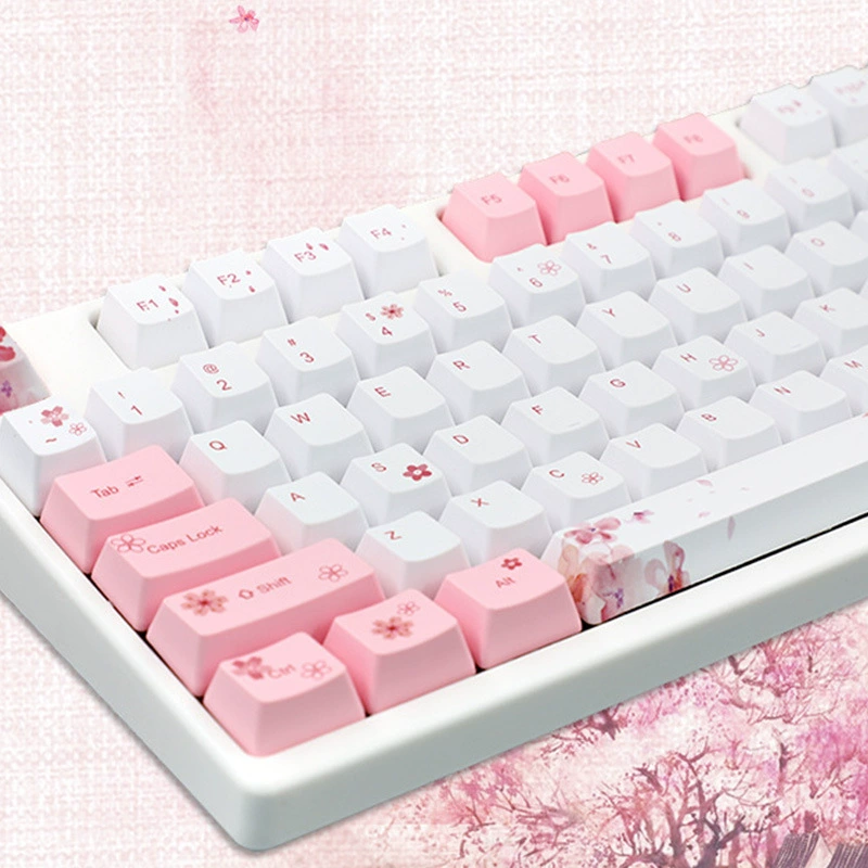 Sakura розовая девочка милая персонализированная механическая клавиатура, полный набор PBT пятисторонних термоподложенных клавиш