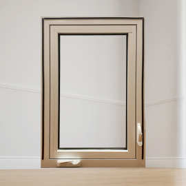 新款断桥铝合金美式手摇开窗带磁吸固定纤维纱窗平开窗卧室办公室