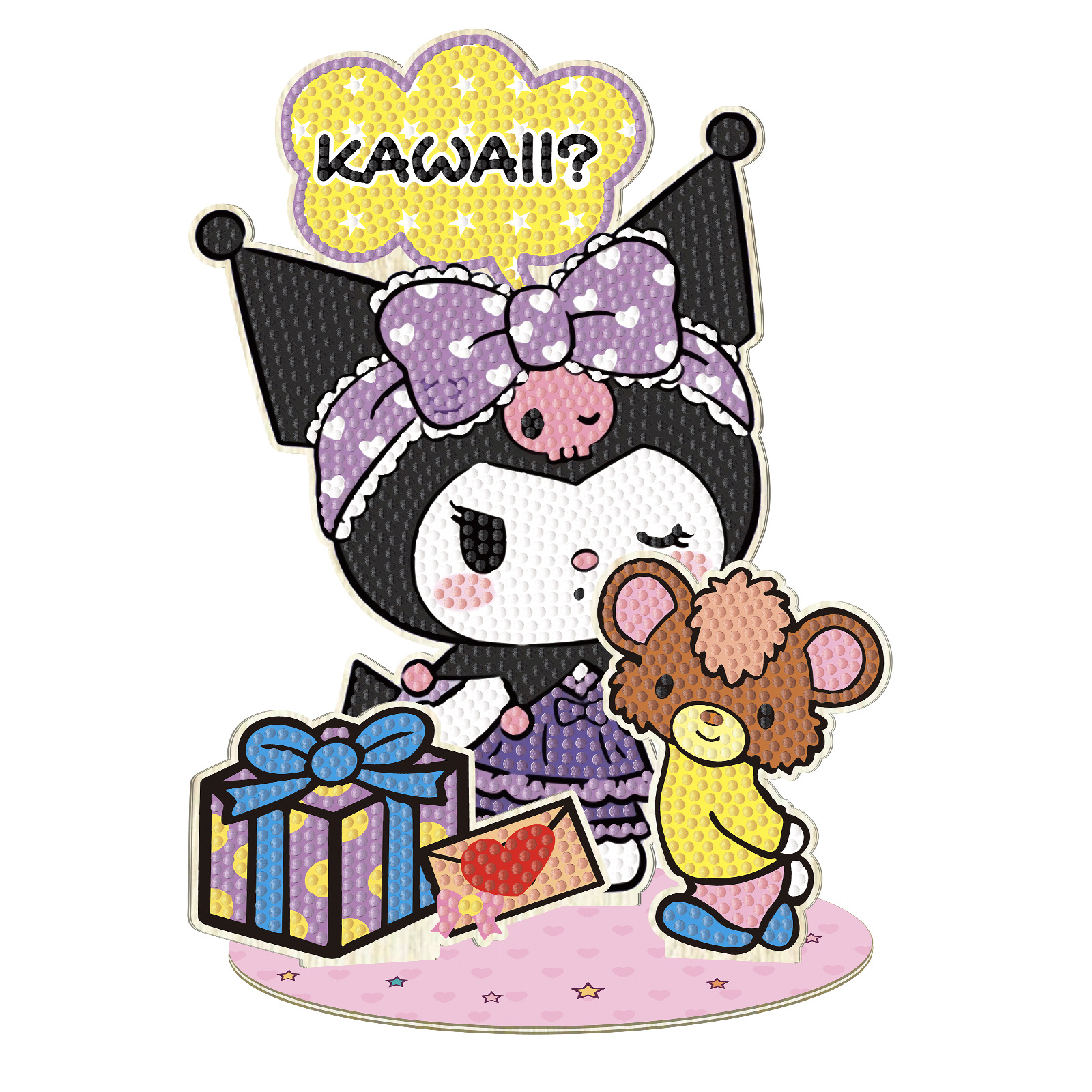 Diamante dibujos animados perimetrales DIY adornos de madera Kulomi adornos de escritorio para niños pueden ser distribuidos al por mayor