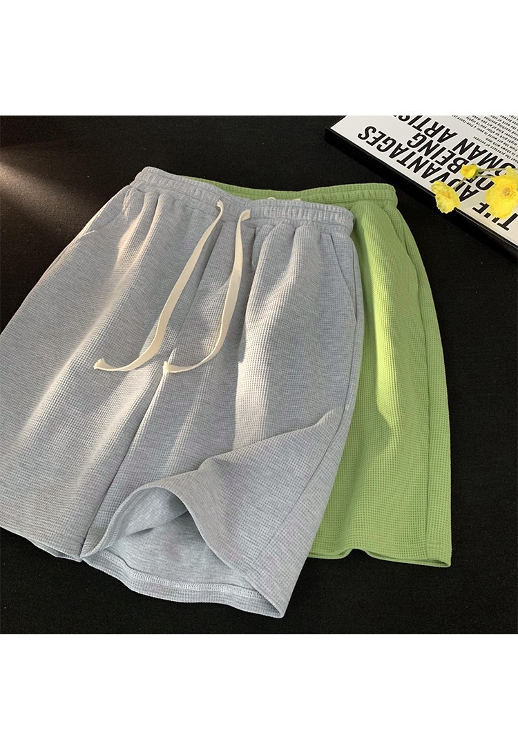 Men's Summer Sports Casual Shorts Loose Plus Size Waffle Five Point Pants New Style_viptrois.com
